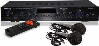 ETC Shop Amplificatore da 240 w Ricevitore usb per feste Sistema musicale aux Bluetooth MP3 in un set con due microfoni