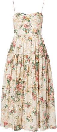 Erdem floral-print linen dress - women - Linen/Flax - 12 - Neutrals