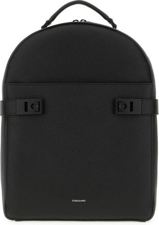 Ferragamo Zaini Rugzak - Heren - Rugzakken - Zwart - ONE Size - Leer - Tassen