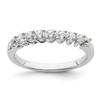 Diamond2Deal 14k White Gold Lab Grown Diamond 9-Stone Band Ring 1/2Ct Clarity- VS Color- G-H