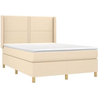 vidaXL Cama Box Spring Con Colch&oacute;n Tela Color Crema 140x190 Cm Vidaxl