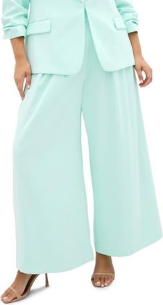 City Chic Abbie Wide Leg Pants in Spearmint at Nordstrom, Size 24W