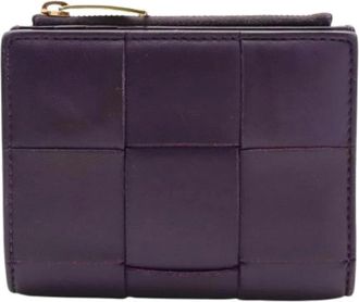 Bottega Veneta Tweedehands leren portemonnees - Dames - Vintage Accessoires - Paars - ONE Size - Vintage