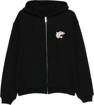 Melt Felpa con ricamo, cappuccio e zip - Nero