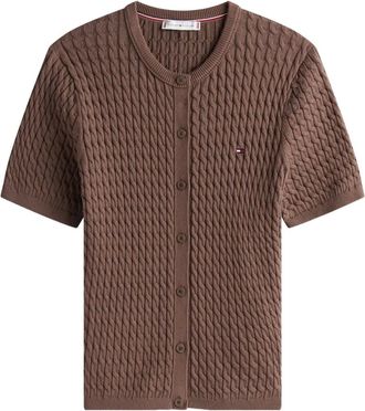 Tommy Hilfiger Cardigan in maglia a trecce con bottoni - Marrone