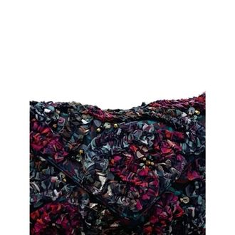 Dries Van Noten Womens Sequin Beaded Clutch Bag Purple-Blue Fabric Purple/blue