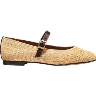Margaux Eyewear The Demi Jane Flat in Natural Raffia at Nordstrom, Size 39.5