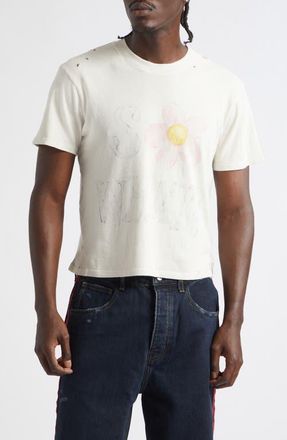 Nahmias Distressed Boxy Heaven Graphic T-Shirt in Egg White at Nordstrom, Size Xx-Large