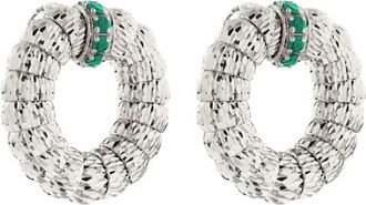 Officina Bernardi 18kt white gold Enigma emerald hoop earrings - women - Emerald/18kt White Gold - One Size - Silver