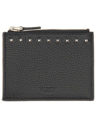 Valentino Garavani Rockstud Embellished Card Case - Black