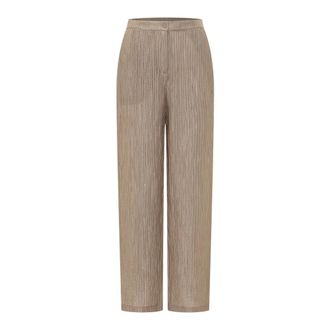 Emporio Armani Woven Trouser - female - Emporio Armani - Wide Trousers - Beige - XS - Trousers