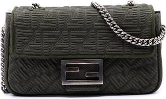 Fendi Pre-owned Fendi Zucca Embossed Technical Fabric Chain Midi Baguette Ladies FI5NI81TYIP5X0RE