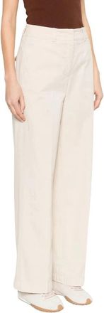 PESERICO Stone Wash Gabardine Broek - Dames - Wijde Broeken - Beige - L - Katoen - Broeken