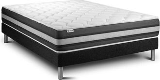 VITALIT Vitalit - Base Tapizada Negro + Colch&oacute;n Con Muelles Y Viscoel&aacute;stica 160 X 200