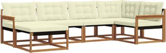 vidaXL Conjunto De Sof&aacute;s De Exterior 6 Uds. Natural Y Crema Vidaxl