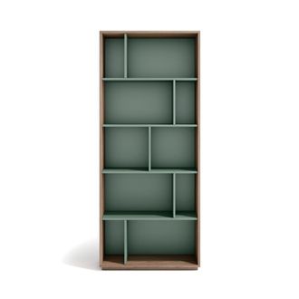 HERDASA Estanter&iacute;a librer&iacute;a en melamina nogal y verde 191x80x32 cm
