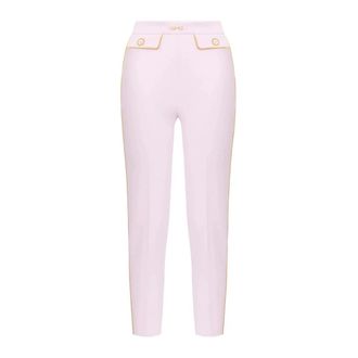 Elisabetta Franchi Crepe Cropped Broeken - Dames - Vrijetijds broeken - Roze - L - Leer - Broeken