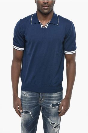 Altea Cotton Knit Top With Short Sleeves And Polo Collar size S