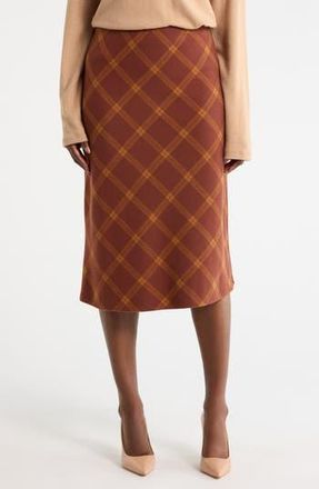 Renee C Plaid Knit Pencil Skirt in Rust at Nordstrom Rack, Size X-Large