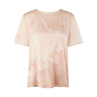 Marc Cain Blouse van puur zijde met korte mouwen - Dames - Blouses & Shirts - Beige - Maat: XS Zijde