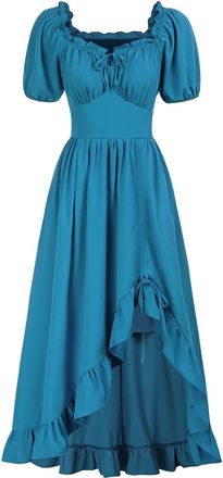 Generic Steampunk Clothes Women Renaissance Dresses for Women UK Short Sleeve Vintage Medieval Ruffle Dresses Victorian Dresses Pirate Peasant Dress Halloween