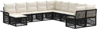 vidaXL Conjunto De Sof&aacute;s De Jard&iacute;n 11 Uds. Negro Y Blanco Crema Vidaxl