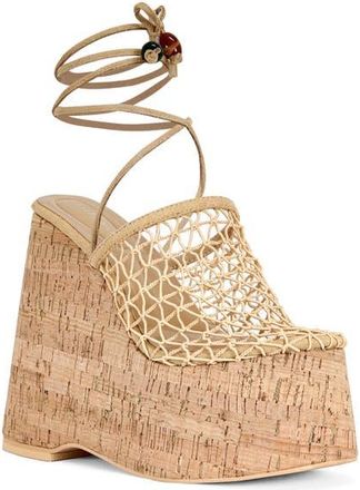 Azalea Wang Venne Platform Wedge Sandal in Natural at Nordstrom, Size 8.5