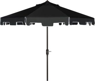Safavieh Indoor/Outdoor Up Resistant Zimmerman 9 Ft Crank Market Push Button Tilt Umbrella With Flap
