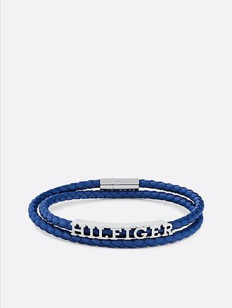 Tommy Hilfiger Blauwe armband van gevlochten leer