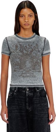 Diesel Slim jersey T-shirt with print and studs - T-Shirts - Woman - Multicolor