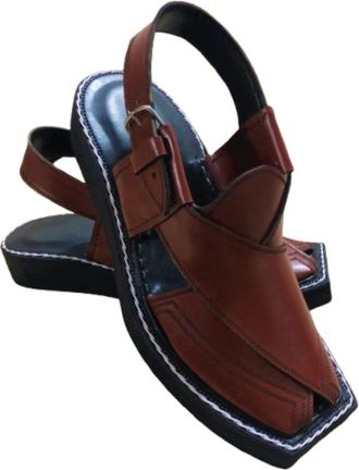 Generic Mens Special Double Sole Peshawari Leather Hand Made Chappal Sandal Flip Flops (Brown, UK Footwear Size System, Adult, Men, Numeric, Medium, 11.5)