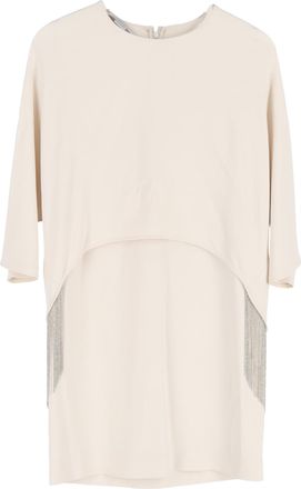 Stella McCartney Stella McCartney Krista mini-jurk met cape-effect en franjes in witte viscose