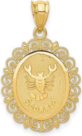 Diamond2Deal 14k Yellow Gold Solid Satin Polished Scorpio Zodiac Oval Pendant