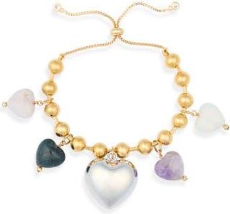 Eye Candy Los Angeles Madison Heart Charm Slider Bracelet in Gold at Nordstrom Rack