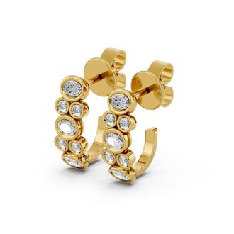 Diamond2Deal 18k Vermiel Plated Silver 1.06 Ct Multi-Shape Lab Grown Diamond J-Hoop Earrings