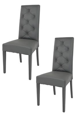 Tommychairs Tommychairs 2 Sillas Chantal En Haya, Asiento En Polipiel Gris Oscuro