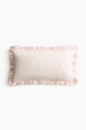 H&M Kopfkissenbezug mit Volantbesatz - Puderrosa/Gestreift
