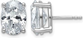 Diamond2Deal 14k White Gold 5 ctw Lab Grown Diamond Oval Stud Earrings