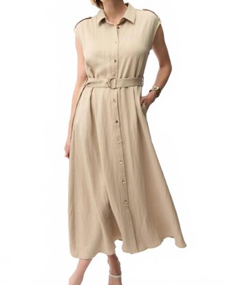 Joseph Ribkoff Textured Woven Shirt Dress In Parchment