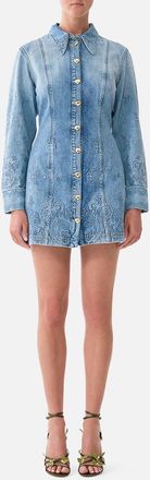 Camilla Shirt Dress With A Line Skirt in Denim at Nordstrom, Size Xx-Small