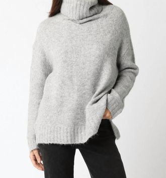 Olivaceous Fuzzy Turtleneck Sweater In Heather Grey