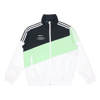 adidas neo Colorblock Zipper Stand Collar Sports Jacket Black Green Colorblock GL7177