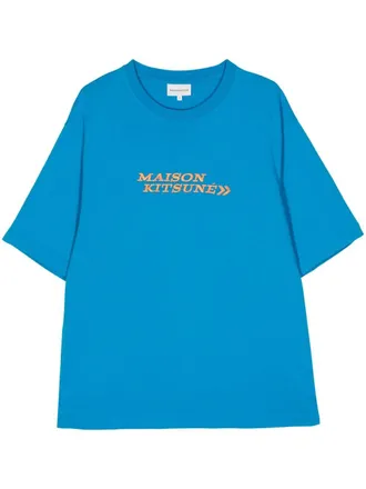 Maison Kitsun&eacute; Go Faster-print cotton T-shirt - Blue
