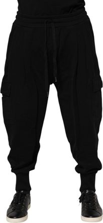 Dolce & Gabbana Mens Black Cotton Logo Jogger Sweatpants Pants