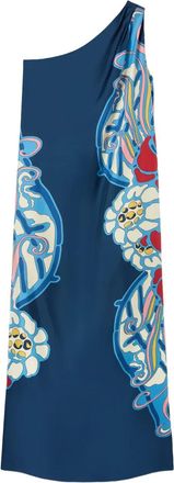 La DoubleJ Roy asymmetrische maxi-jurk met print - Blauw