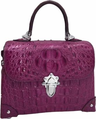 Generic tote handbag for women Fashion Designer Genuine Crocodile Leather Womens Small Plum Purse Real Alligator Skin Ladies Female Studs Handbag