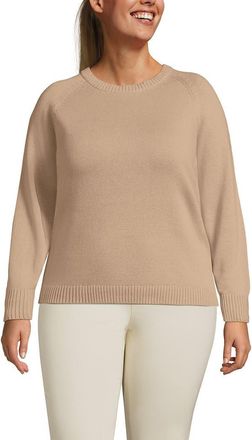 Lands End Plus Size Drifter Raglan Crew Sweater in Champagne at Nordstrom, Size 1X