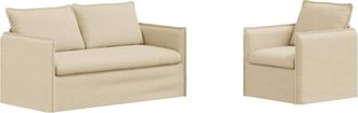vidaXL Juego De Sof&aacute; 2 Uds. Crema Tela Vidaxl
