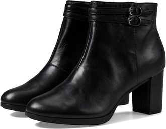 Clarks Bayla Light Boots Womens Black Leather Block Heel Booties LION793