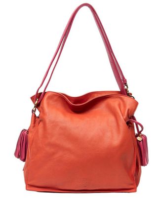 Loewe Orange & Pink Calfskin Leather Medium Bicolor Tassel Flamenco (Authentic Pre-Loved)